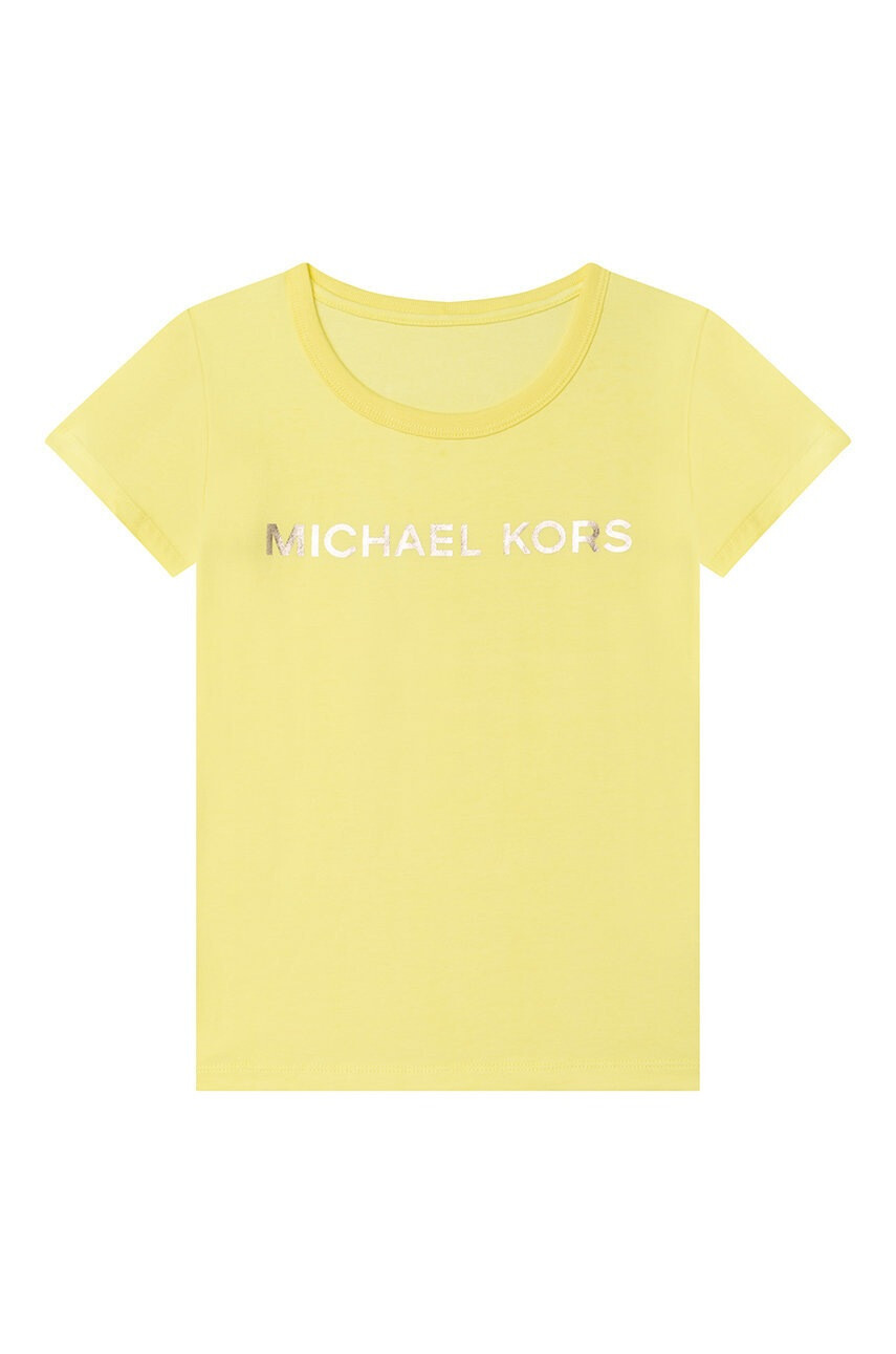 Michael Kors Детска памучна тениска в жълто - Pepit.bg