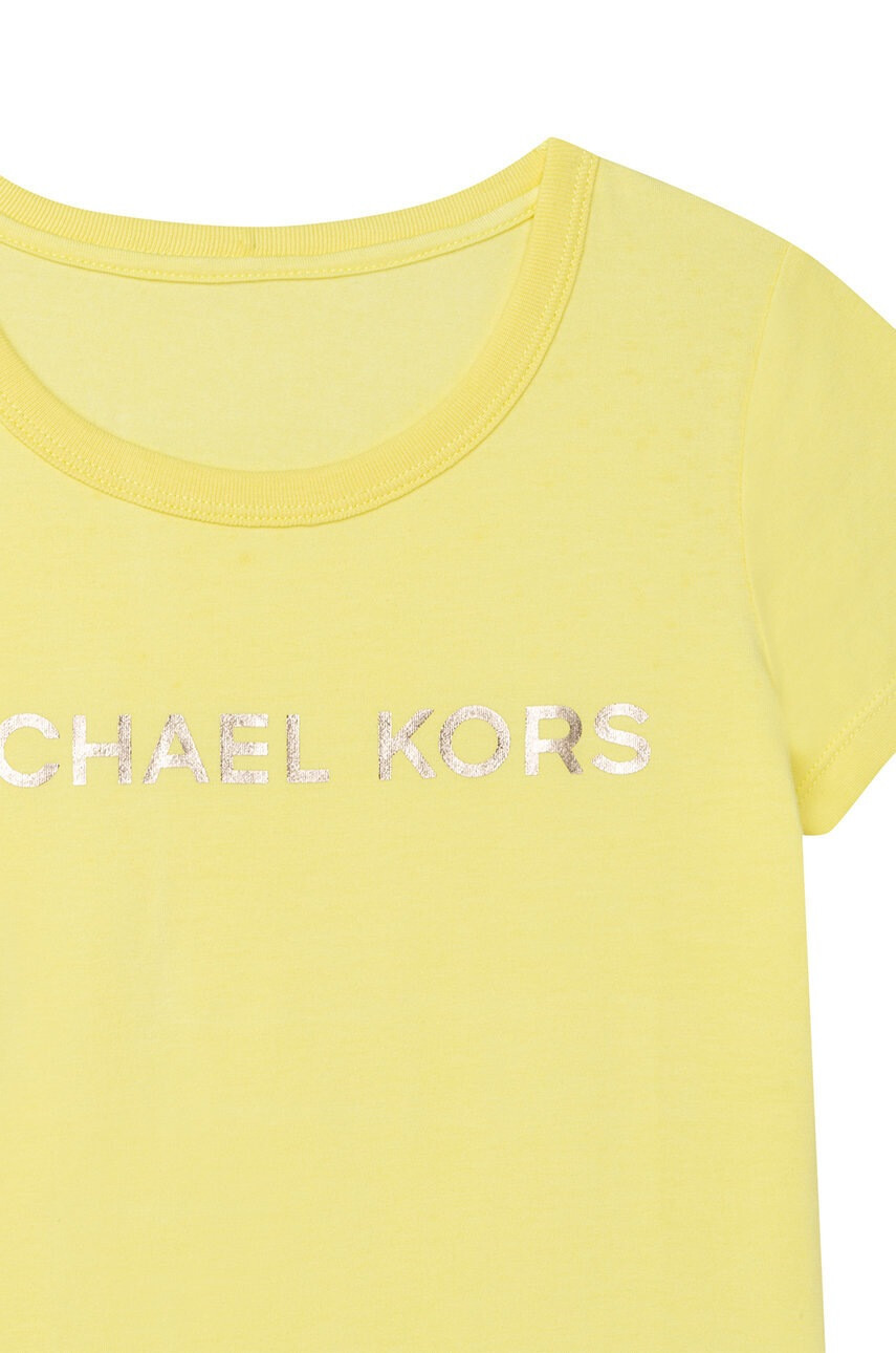 Michael Kors Детска памучна тениска в жълто - Pepit.bg