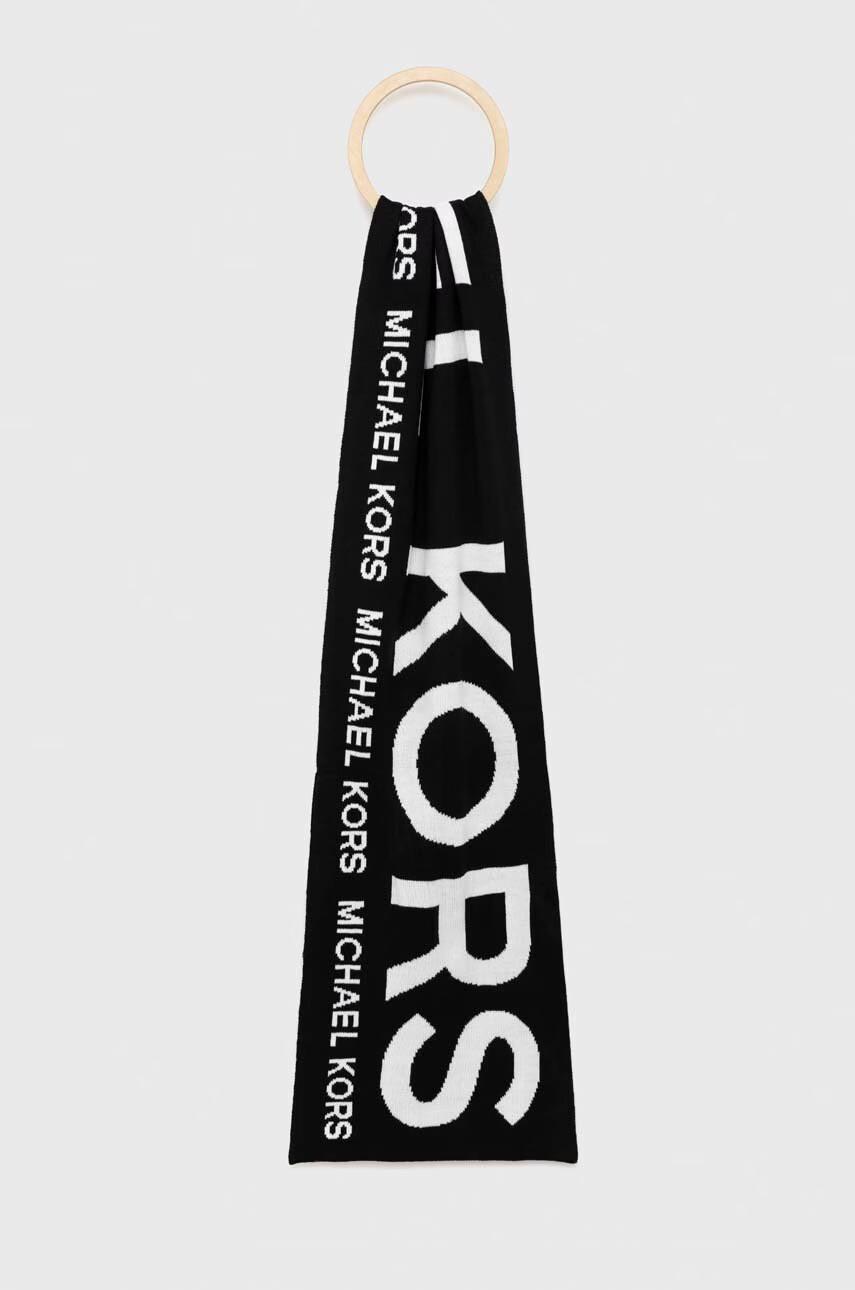 Michael Kors Шал мъжки в черно с десен - Pepit.bg