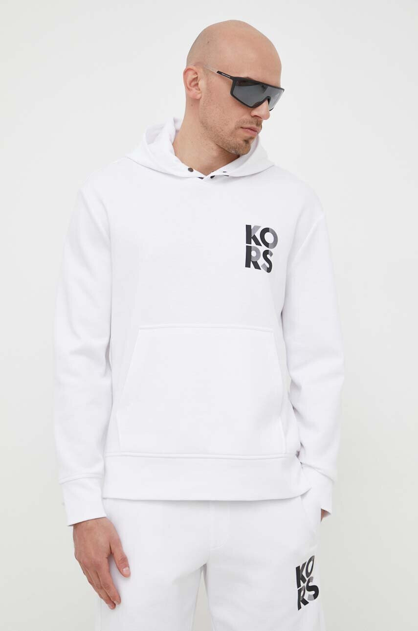 Michael Kors Суичър в бяло с качулка с принт - Pepit.bg