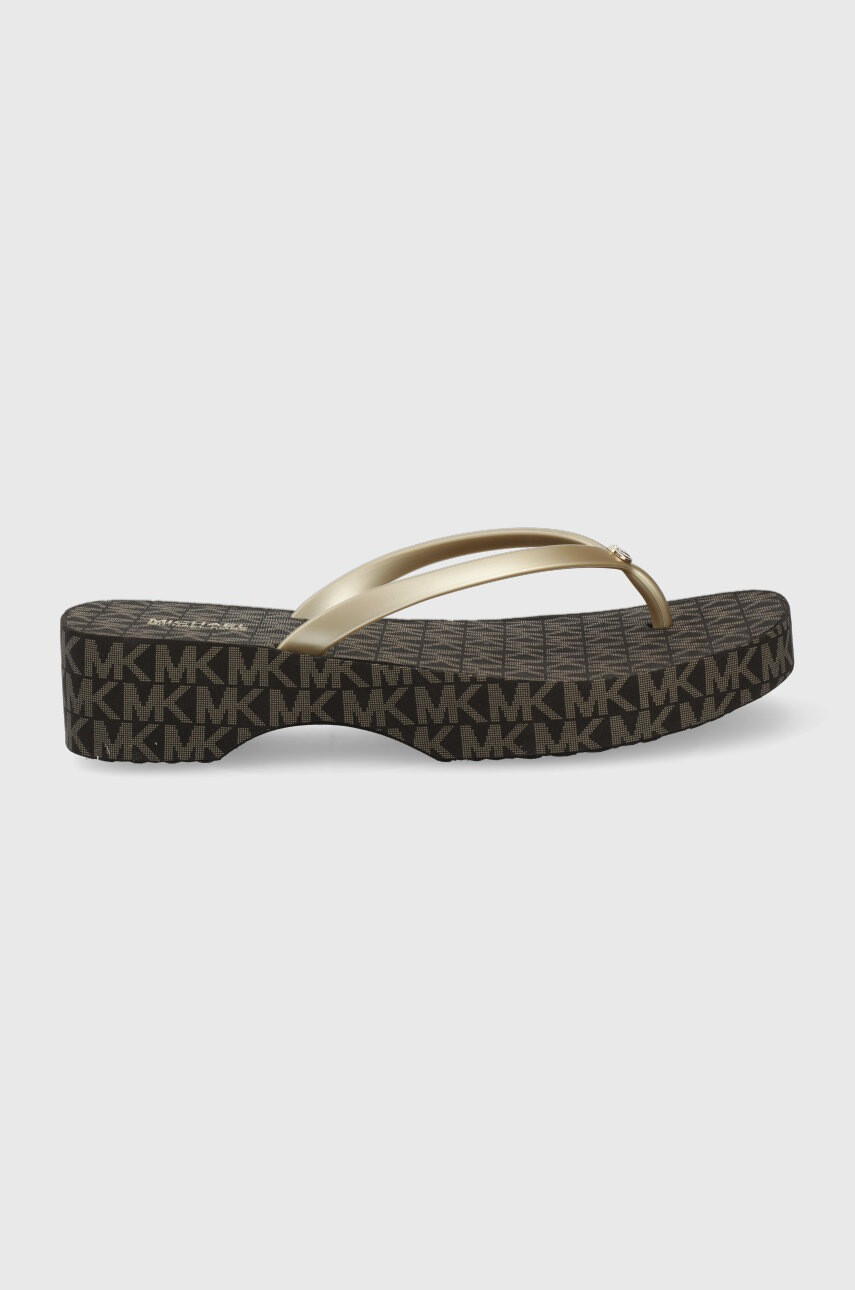 MICHAEL Michael Kors Джапанки Lilo Flip Flop дамски в кафяво със скосена платформа - Pepit.bg