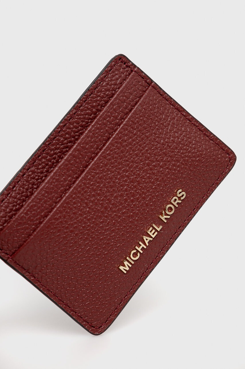 MICHAEL Michael Kors Кожен калъф за карти дамски в бордо - Pepit.bg