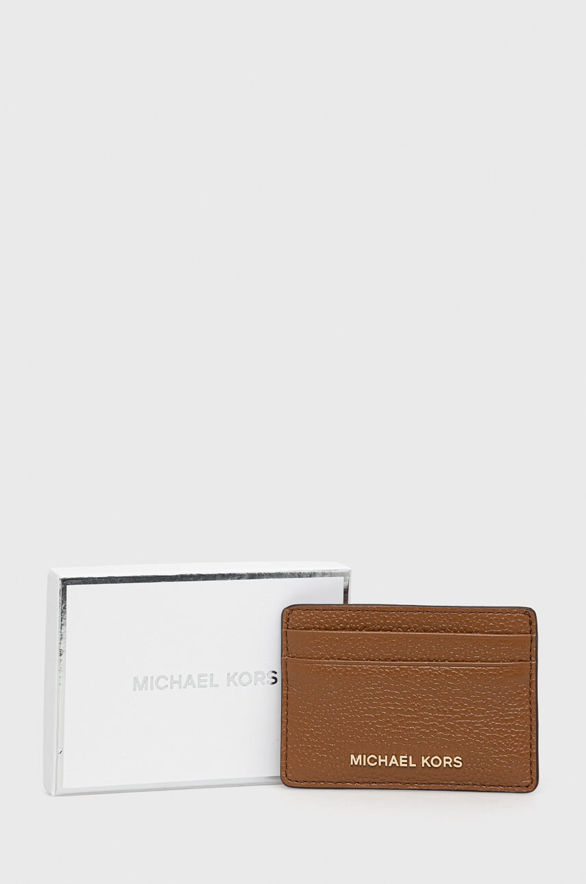MICHAEL Michael Kors Кожен калъф за карти дамски в кафяво - Pepit.bg