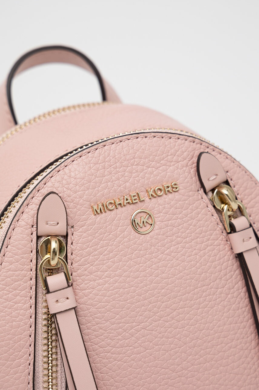 MICHAEL Michael Kors Кожена раница дамска в розово малък размер с изчистен дизайн - Pepit.bg