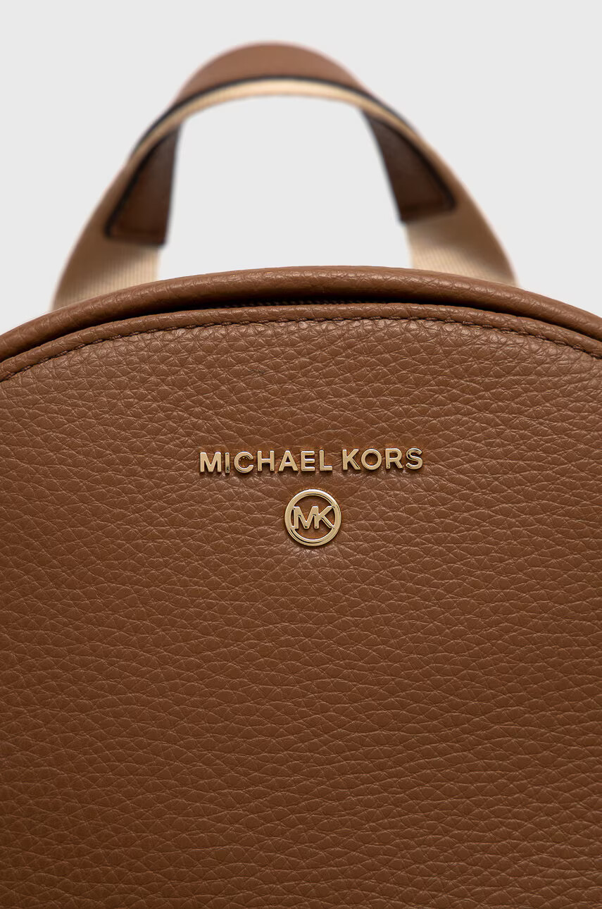 MICHAEL Michael Kors Кожена раница дамски в кафяво малък размер с изчистен дизайн - Pepit.bg