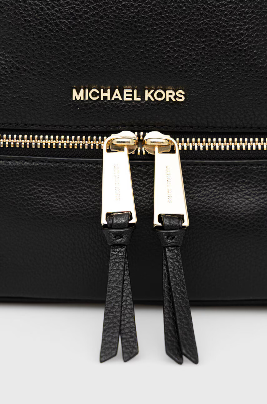 MICHAEL Michael Kors Кожена раница в черно малък размер с изчистен дизайн - Pepit.bg