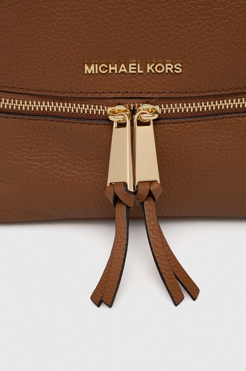 MICHAEL Michael Kors Кожена раница в кафяво малък размер с изчистен дизайн - Pepit.bg