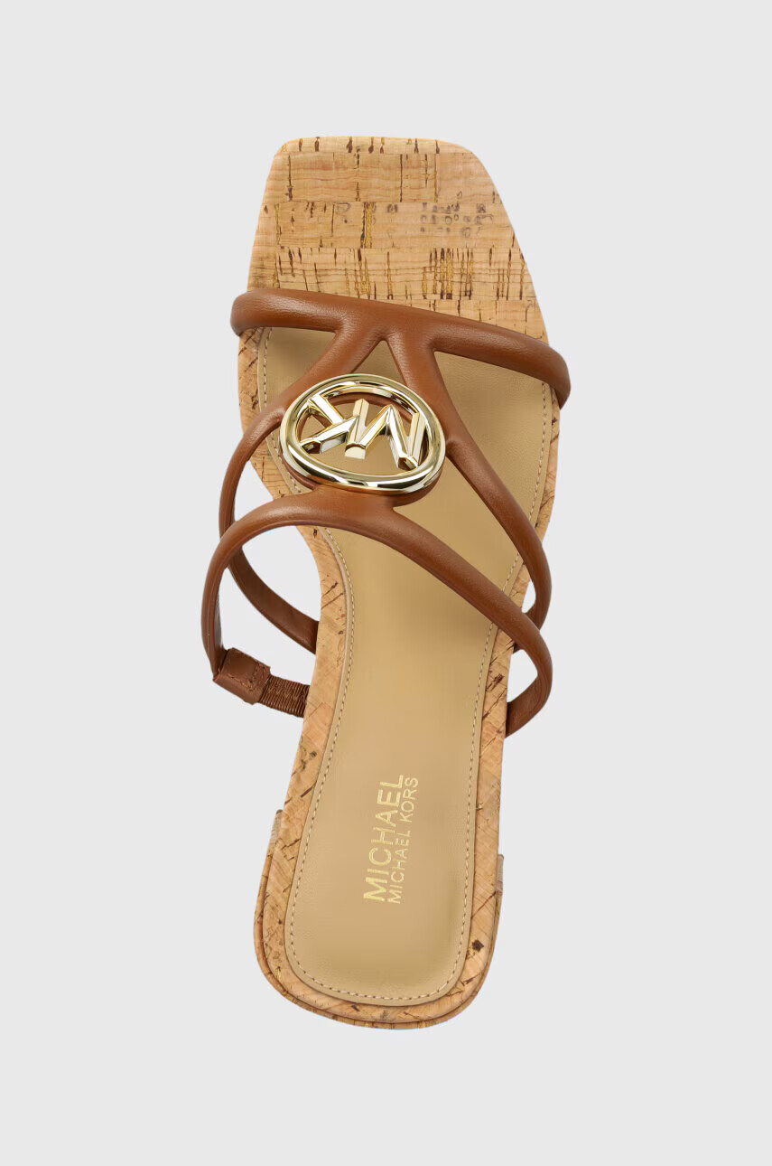 MICHAEL Michael Kors Кожени чехли Hampton в кафяво с висок ток 40S3HMMS1L - Pepit.bg