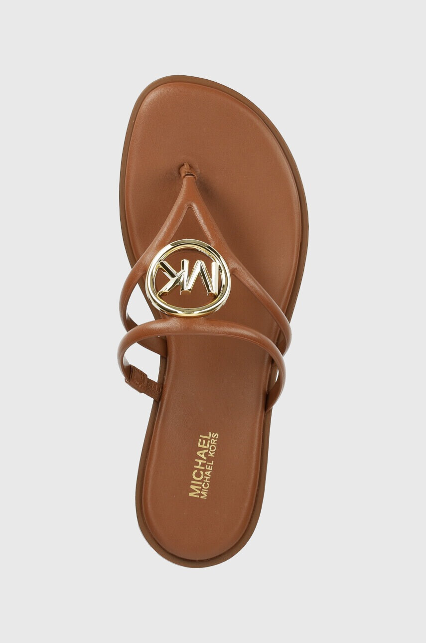 MICHAEL Michael Kors Кожени джапанки Hampton в кафяво с равна подметка 40S3HMFS1L - Pepit.bg