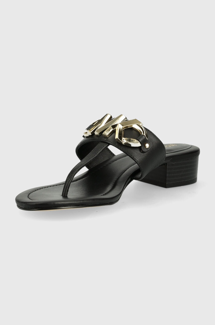 MICHAEL Michael Kors Кожени джапанки Izzy Thong в черно с висок ток - Pepit.bg