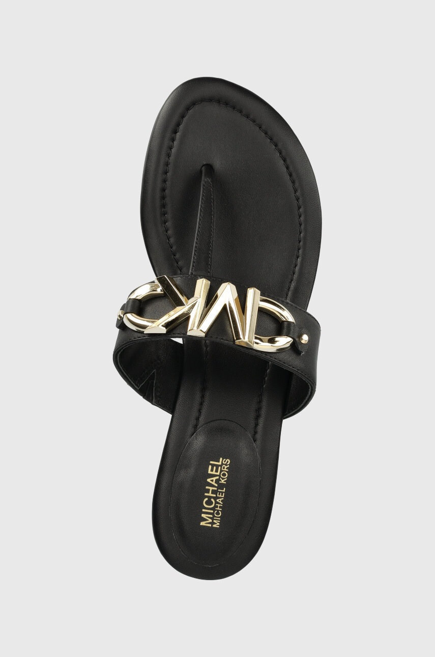 MICHAEL Michael Kors Кожени джапанки Izzy Thong в черно с висок ток - Pepit.bg