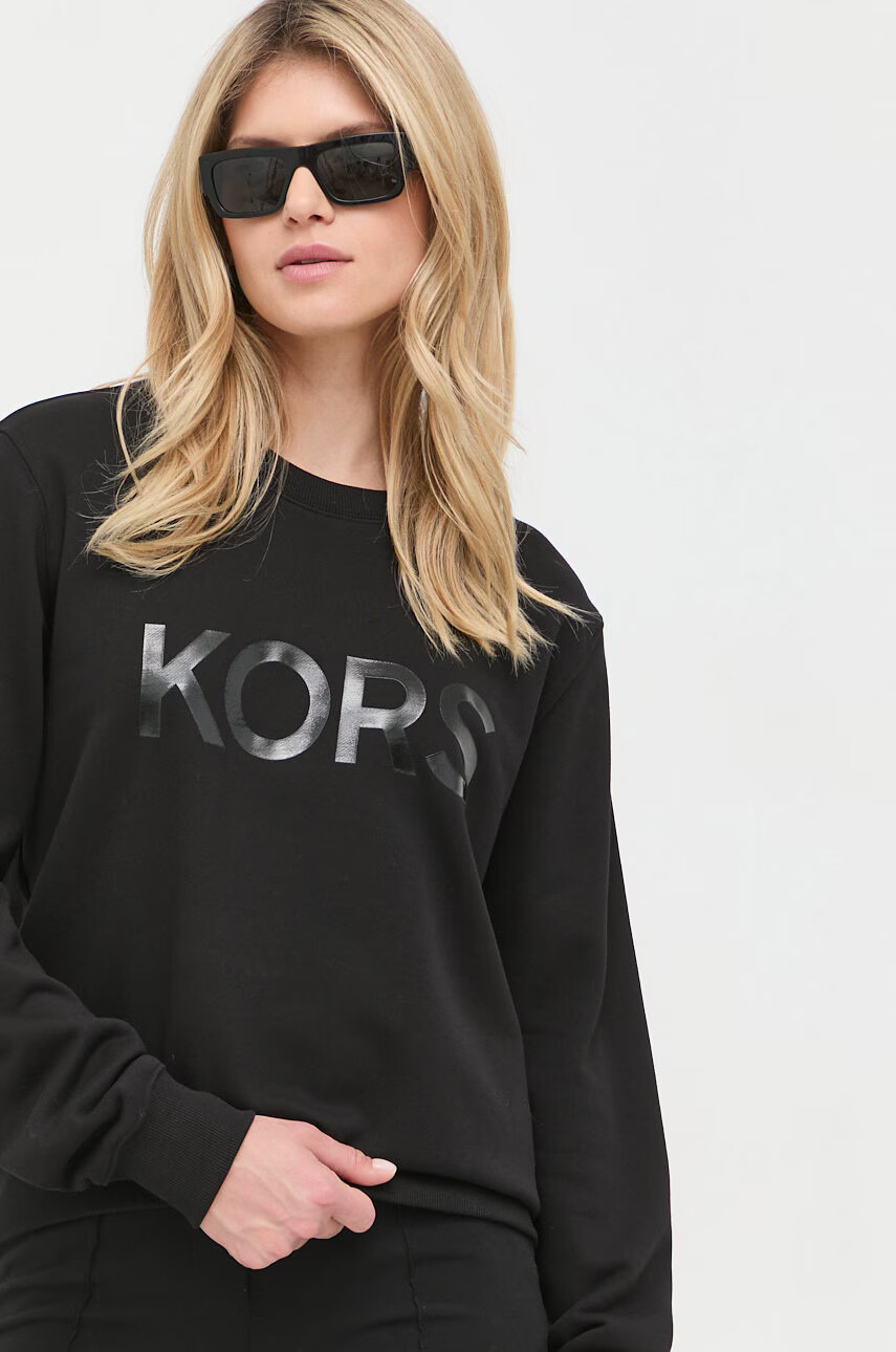 MICHAEL Michael Kors Памучен суичър в черно с принт - Pepit.bg