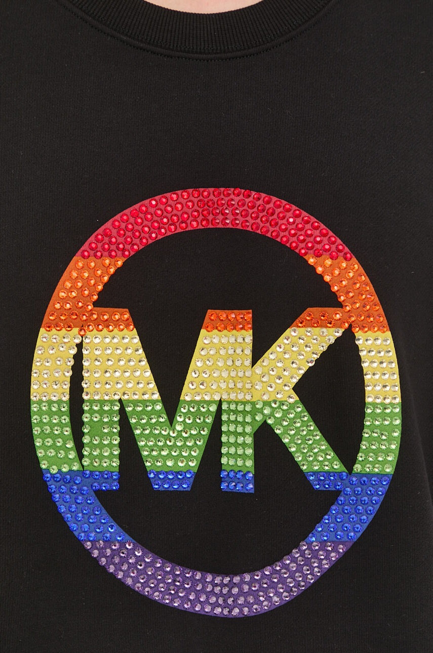 MICHAEL Michael Kors Памучна блуза дамска в черно с апликация - Pepit.bg