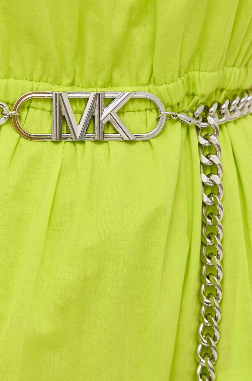 MICHAEL Michael Kors Памучна рокля в зелено дълъг модел разкроен модел - Pepit.bg