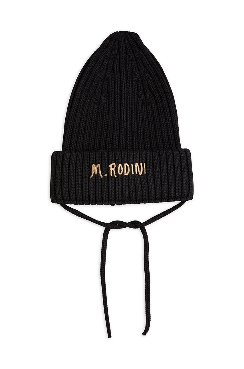 Mini Rodini Детска шапка в черно от памук - Pepit.bg