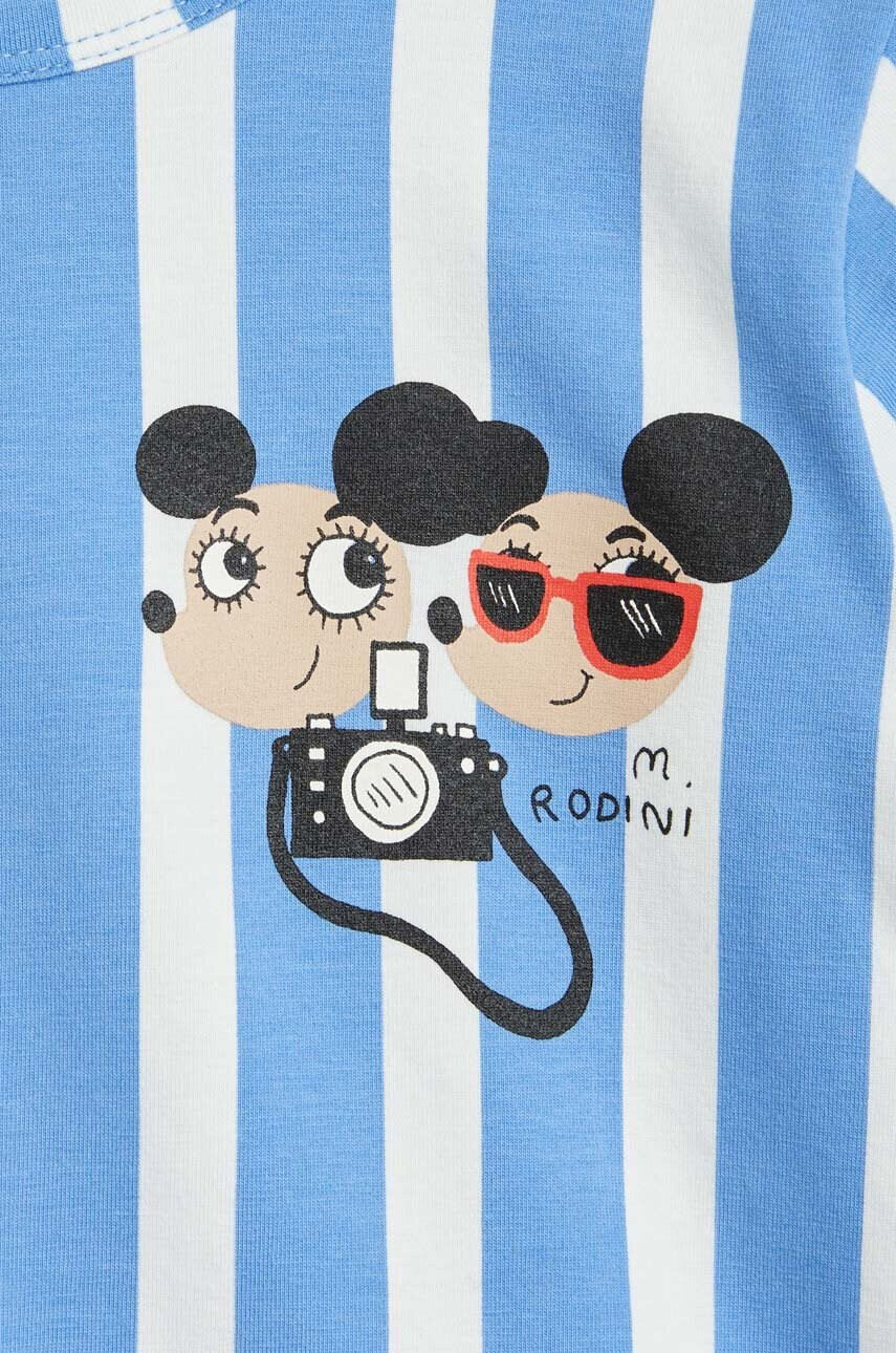 Mini Rodini Детска тениска в синьо с десен - Pepit.bg