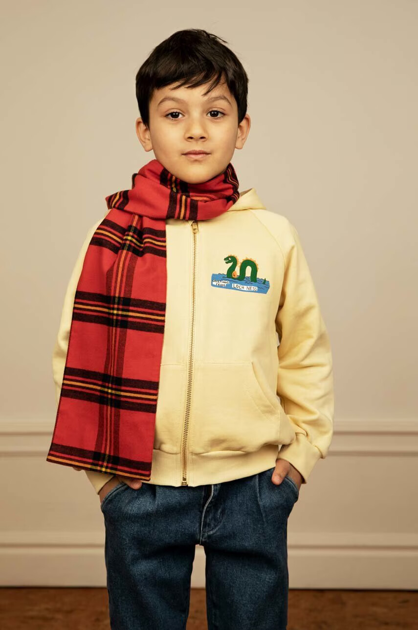 Mini Rodini Детски памучен шал в червено с десен - Pepit.bg
