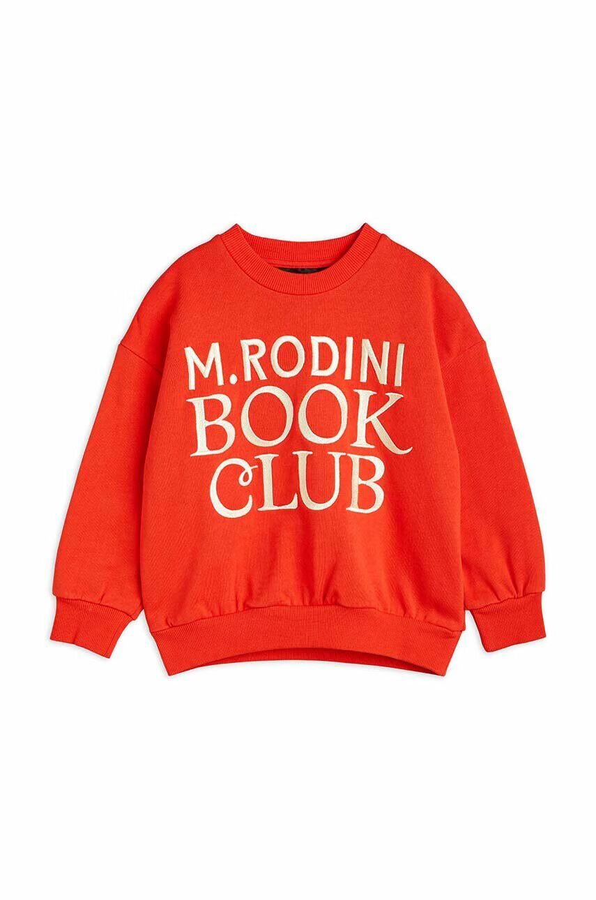Mini Rodini Детски памучен суичър в червено с десен - Pepit.bg