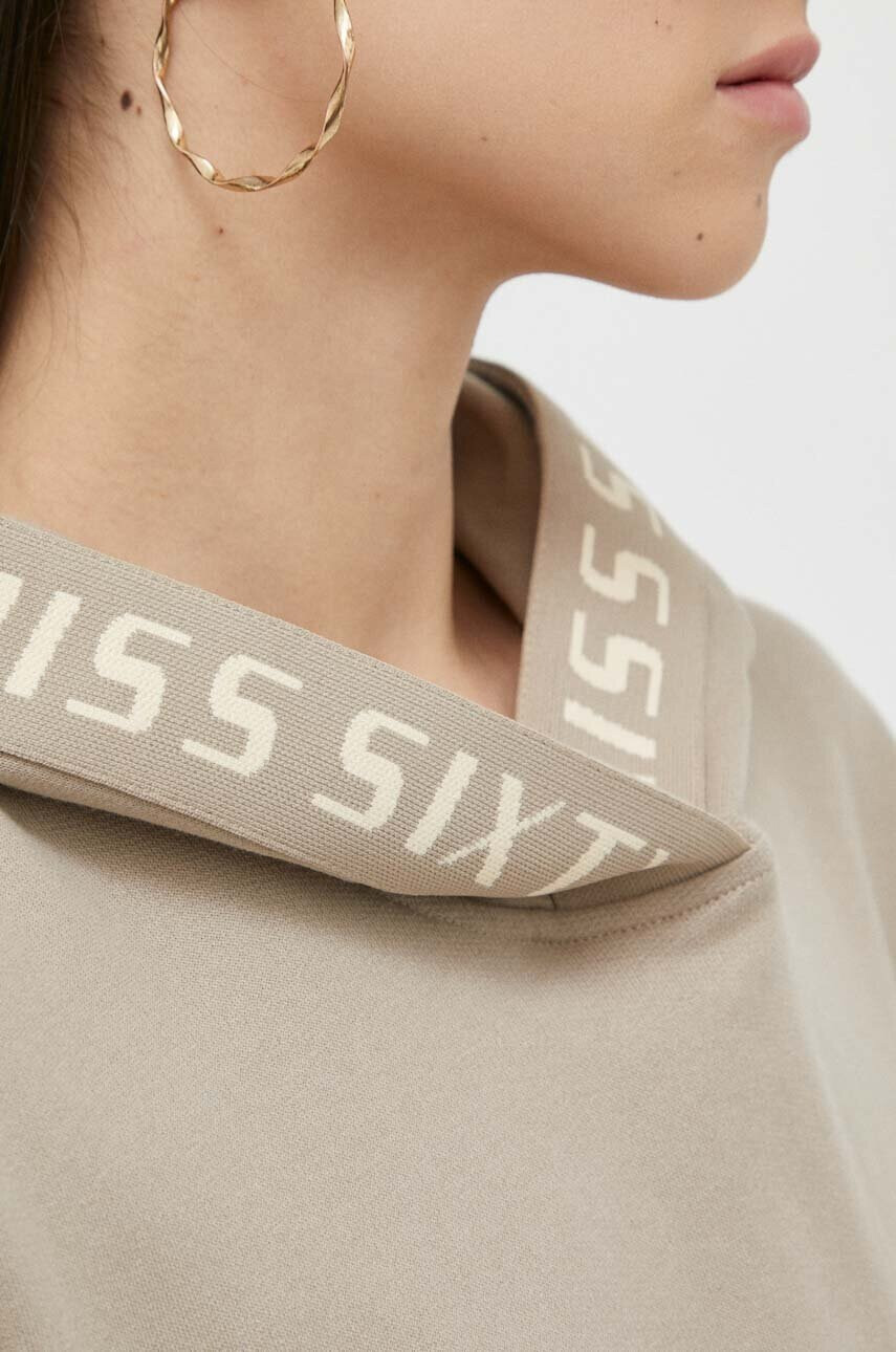 Miss Sixty Памучен суичър в бежово с качулка с принт - Pepit.bg