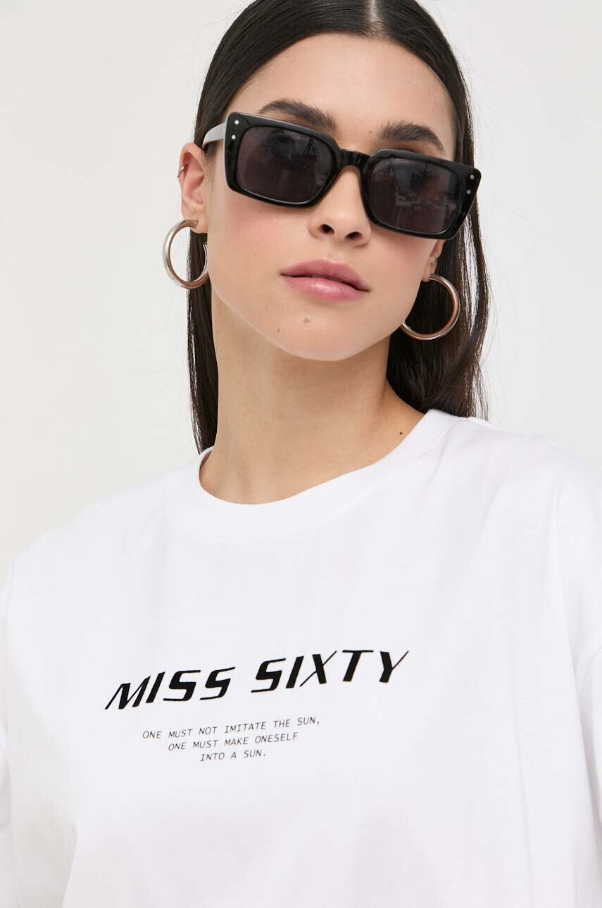 Miss Sixty Памучна тениска в бяло - Pepit.bg