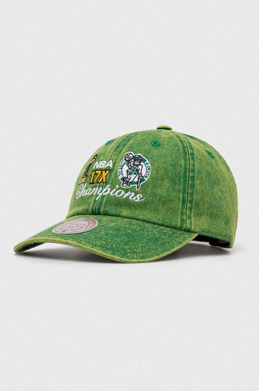 Mitchell&Ness Памучна шапка с козирка Boston Celtics в зелено с апликация - Pepit.bg