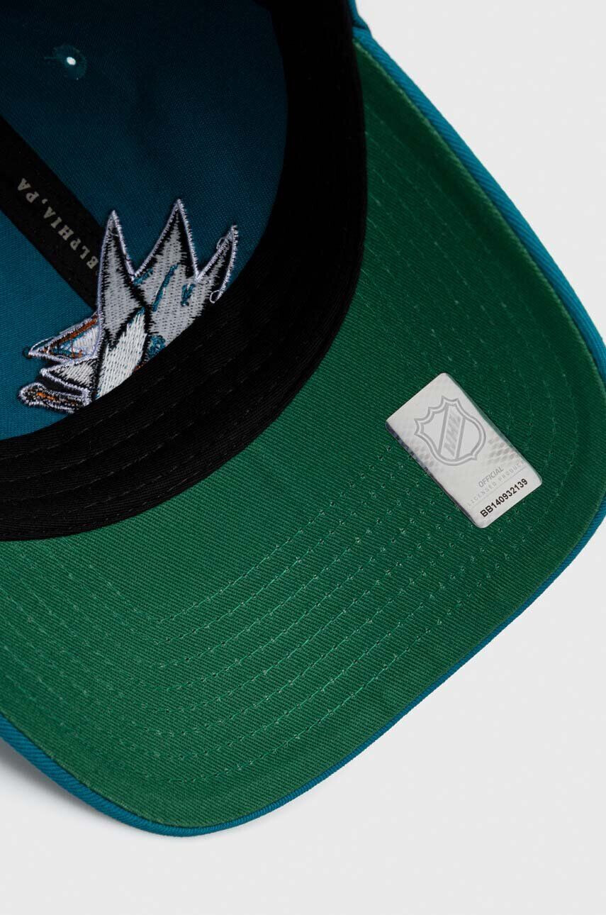 Mitchell&Ness Памучна шапка с козирка San Jose Sharks в тюркоазено с апликация - Pepit.bg