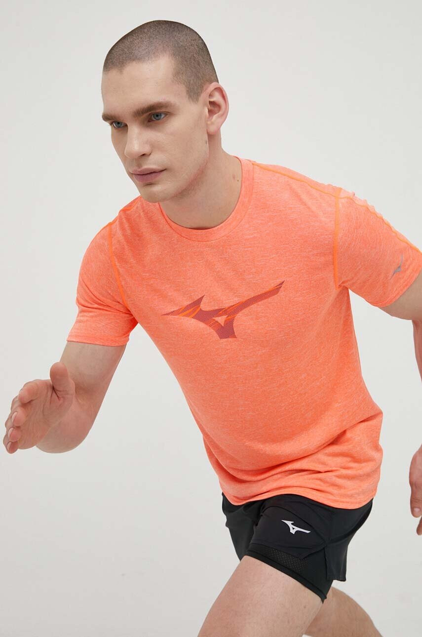 Mizuno Тениска за бягане Core RB в оранжево с принт - Pepit.bg