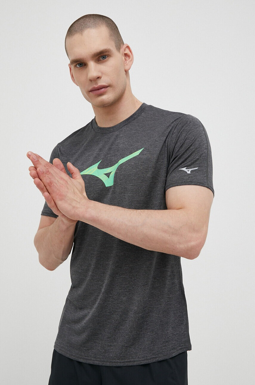 Mizuno Тениска за бягане Core RB в сиво с принт - Pepit.bg