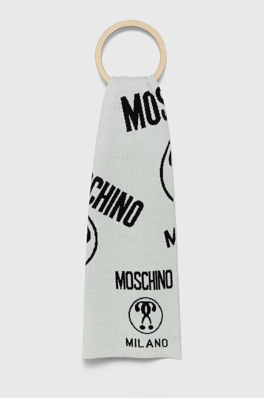 Moschino Шал с вълна в бяло с десен - Pepit.bg