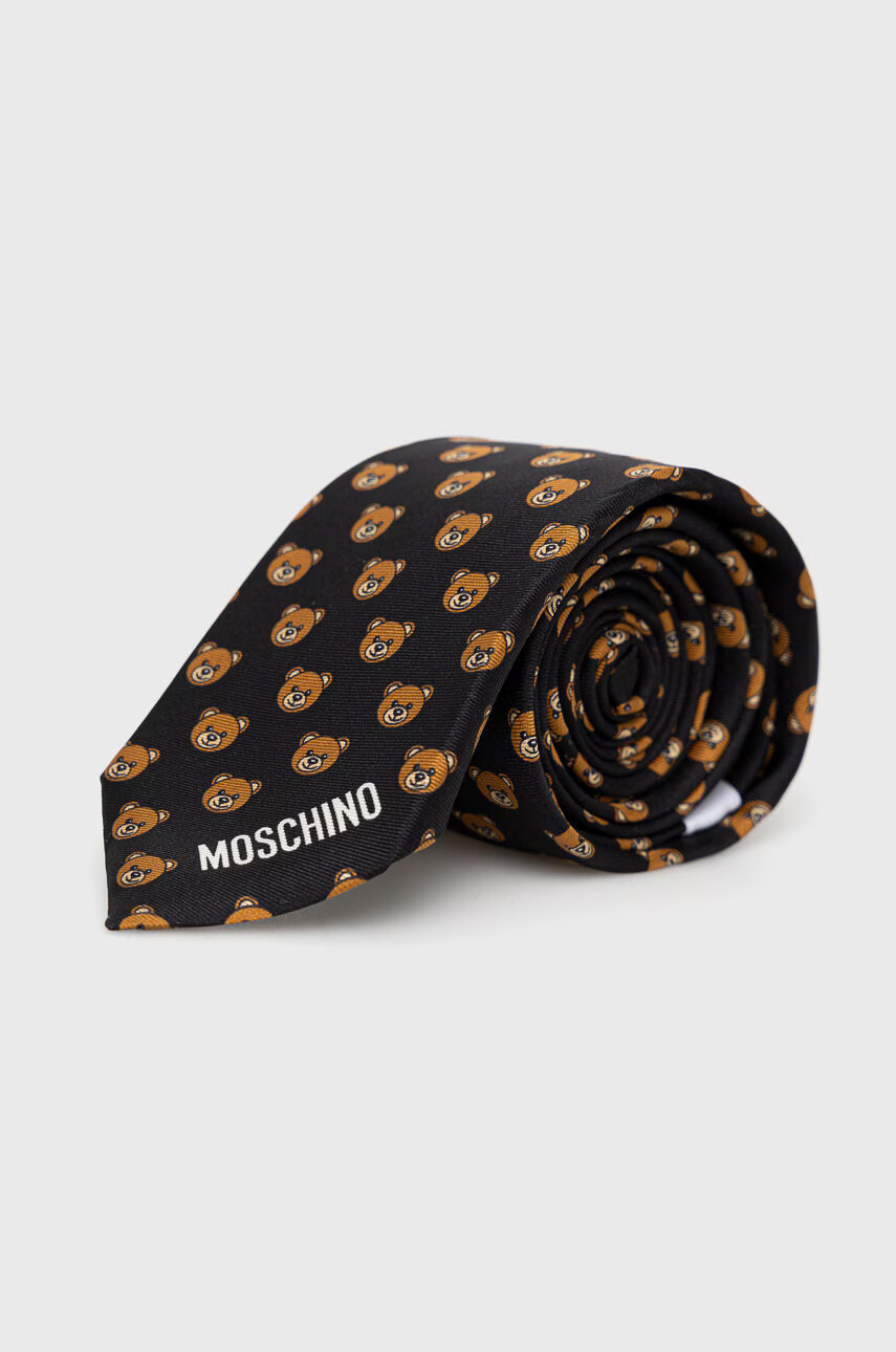 Moschino Копринена вратовръзка в черно - Pepit.bg