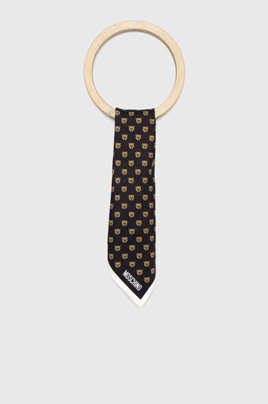 Moschino Копринено джобно каре в черно - Pepit.bg