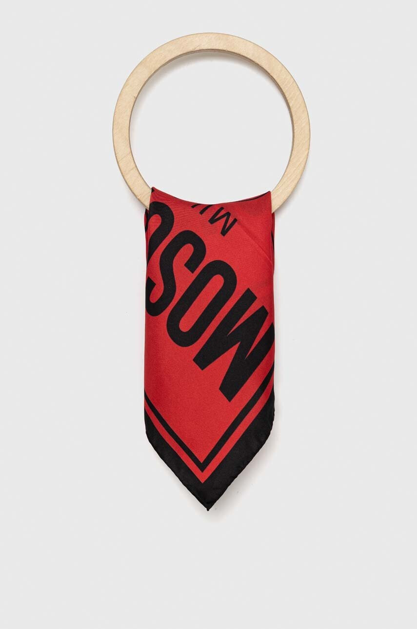 Moschino Копринено джобно каре x Smiley в червено - Pepit.bg