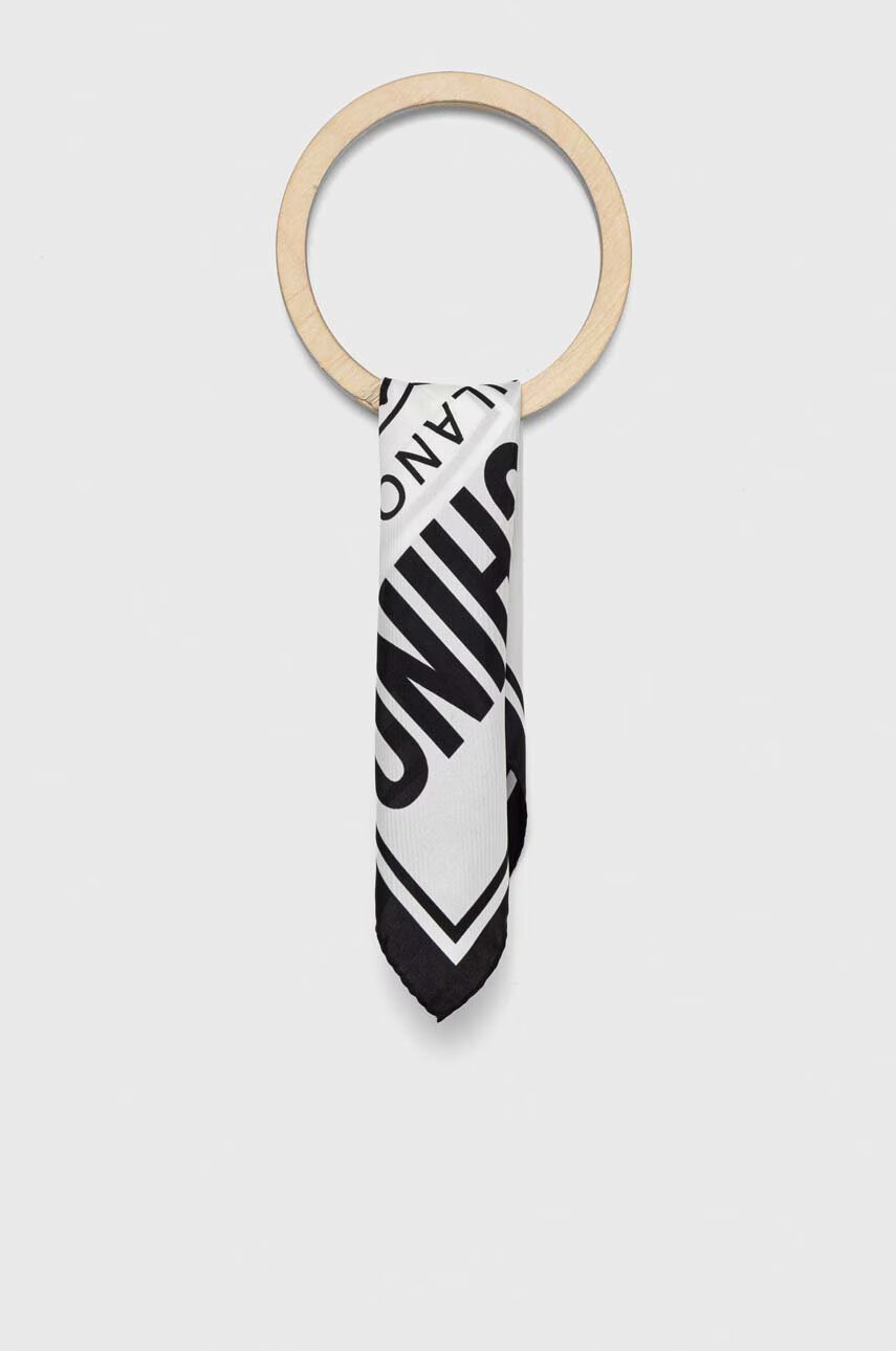 Moschino Копринено джобно каре x Smiley в бяло - Pepit.bg