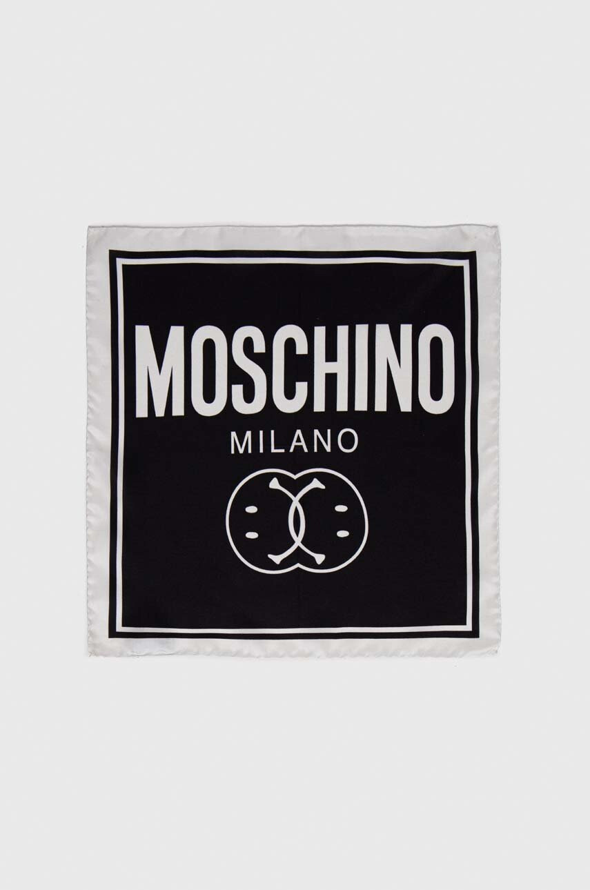 Moschino Копринено джобно каре x Smiley в черно - Pepit.bg