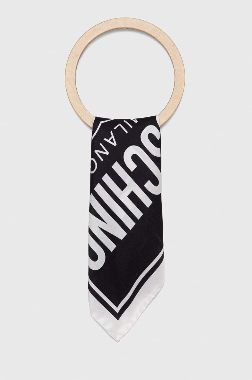 Moschino Копринено джобно каре x Smiley в черно - Pepit.bg