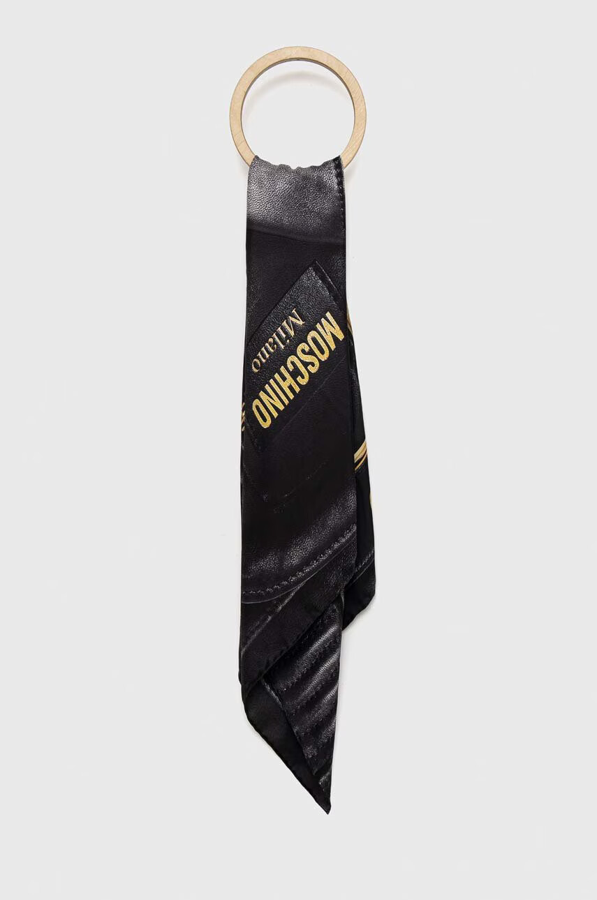 Moschino Копринено шалче в черно с десен - Pepit.bg