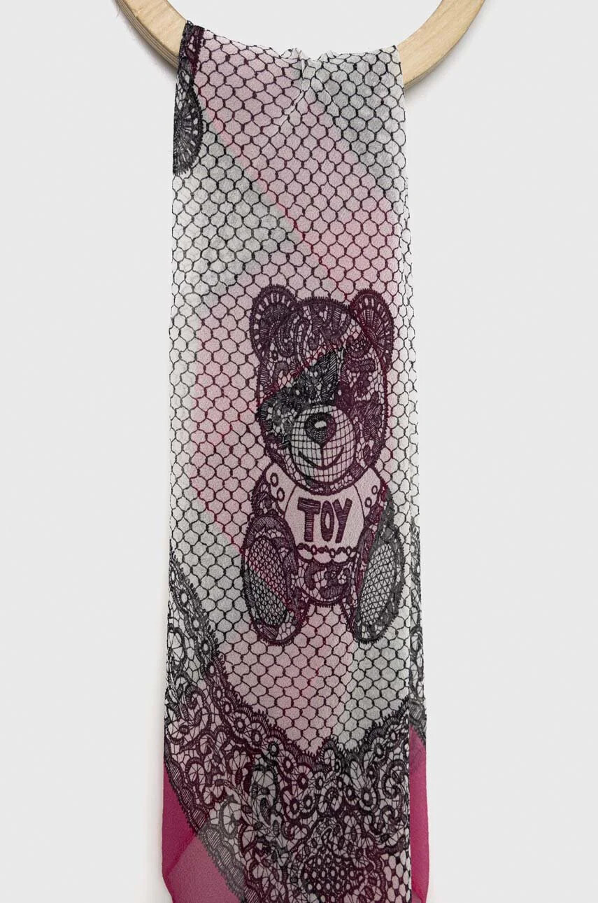 Moschino Копринено шалче в розово с десен - Pepit.bg
