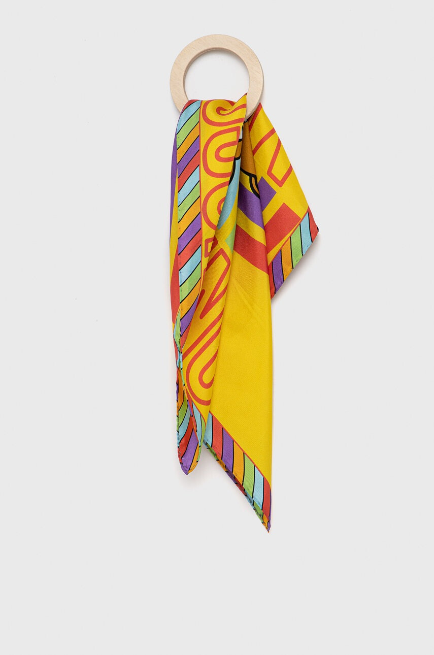 Moschino Копринено шалче в червено с десен - Pepit.bg