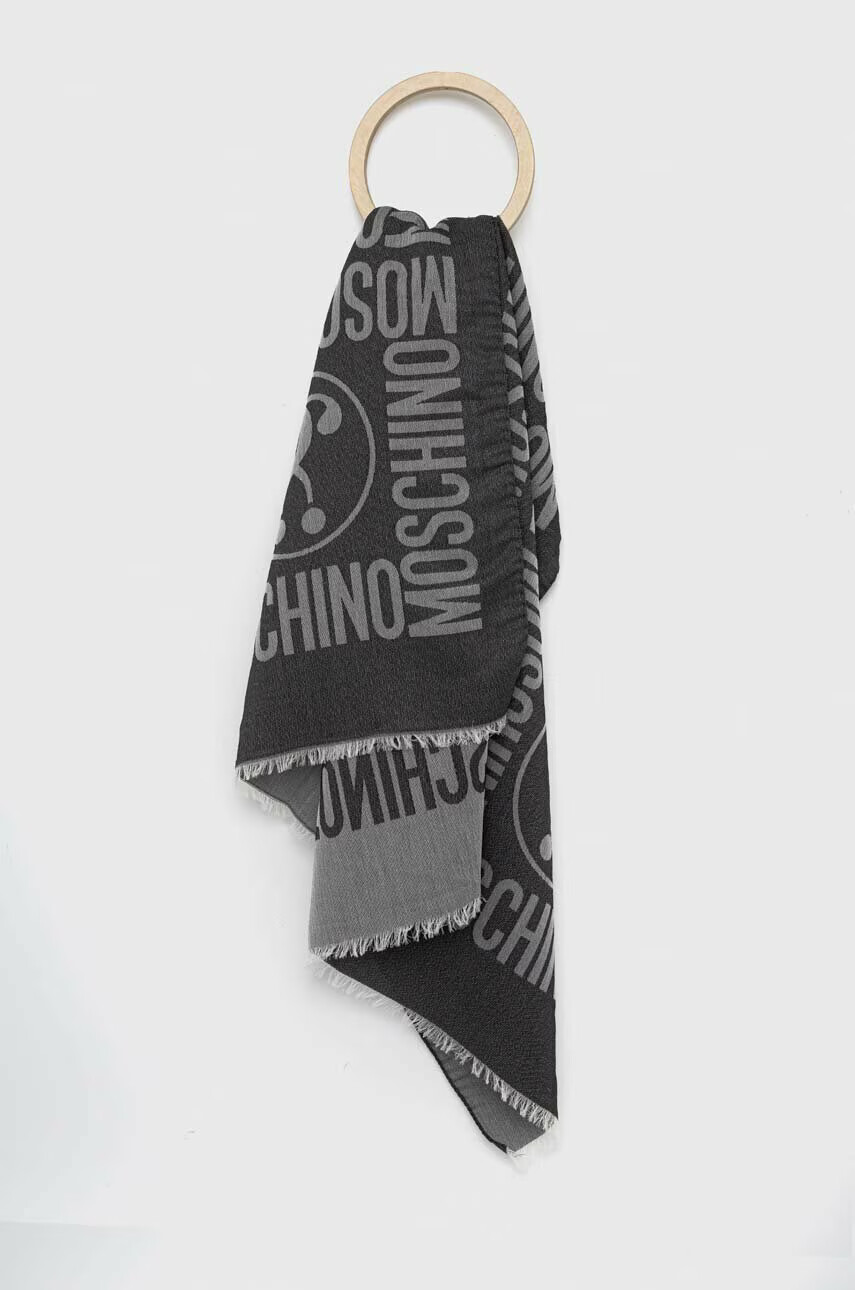 Moschino Шал мъжки в черно с десен - Pepit.bg