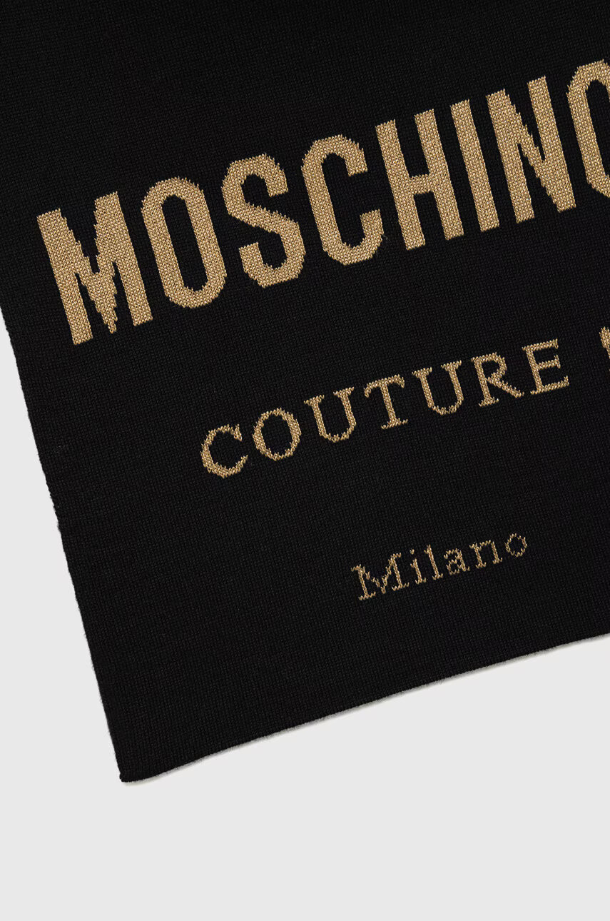 Moschino Шал с вълна в черно с десен - Pepit.bg
