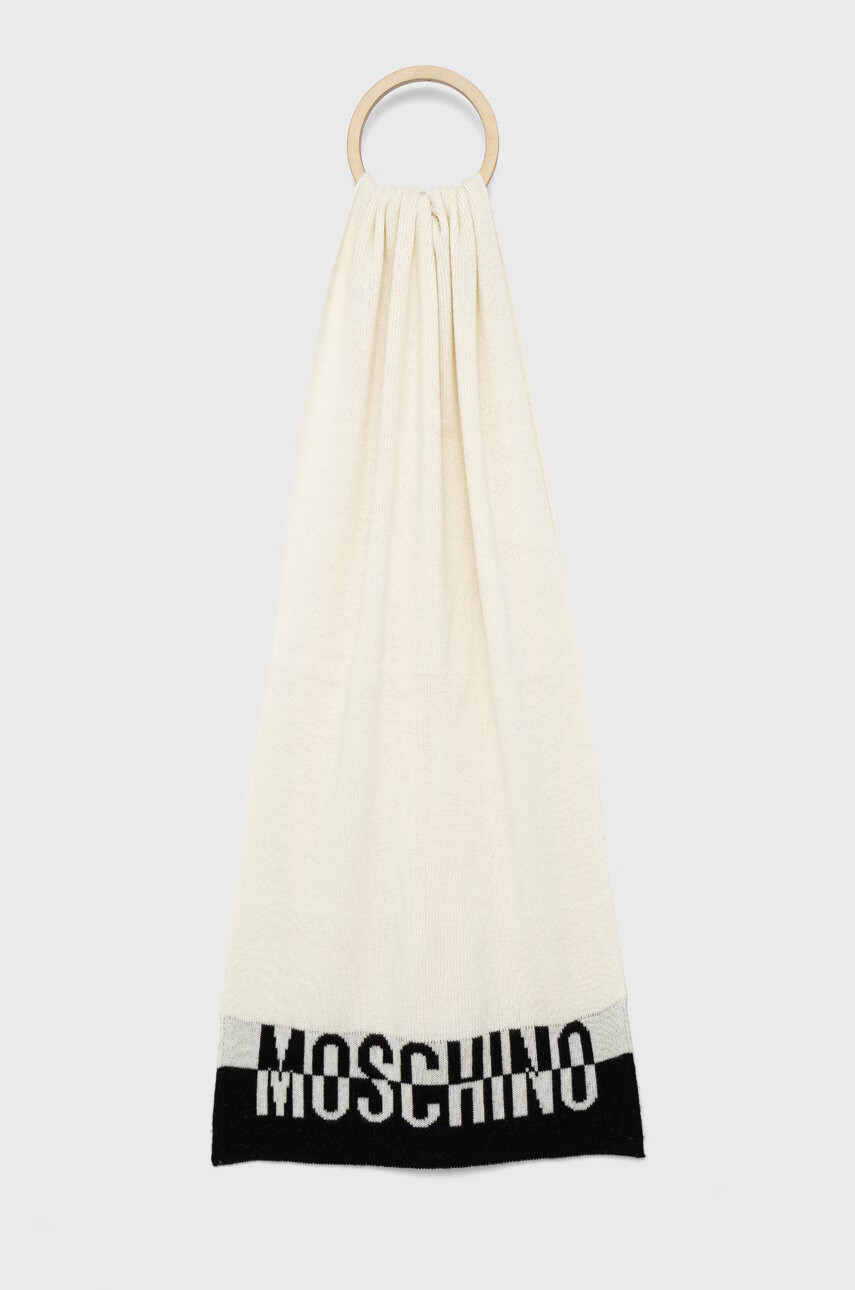 Moschino Шал с вълна в бяло с десен - Pepit.bg