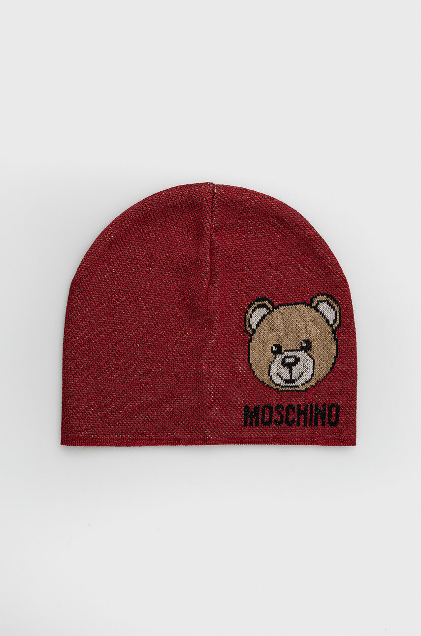 Moschino Шапка в червено с фина плетка - Pepit.bg
