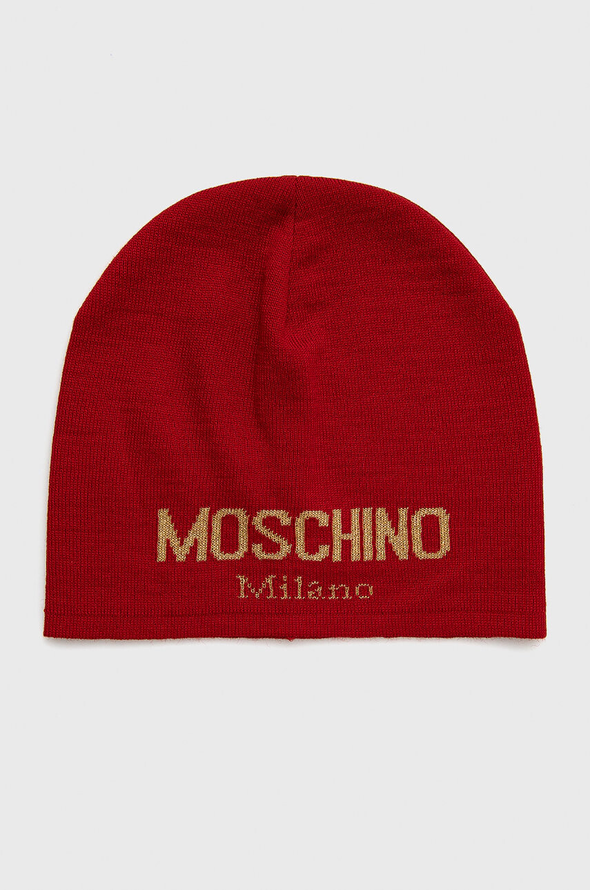 Moschino Шапка в червено с фина плетка - Pepit.bg