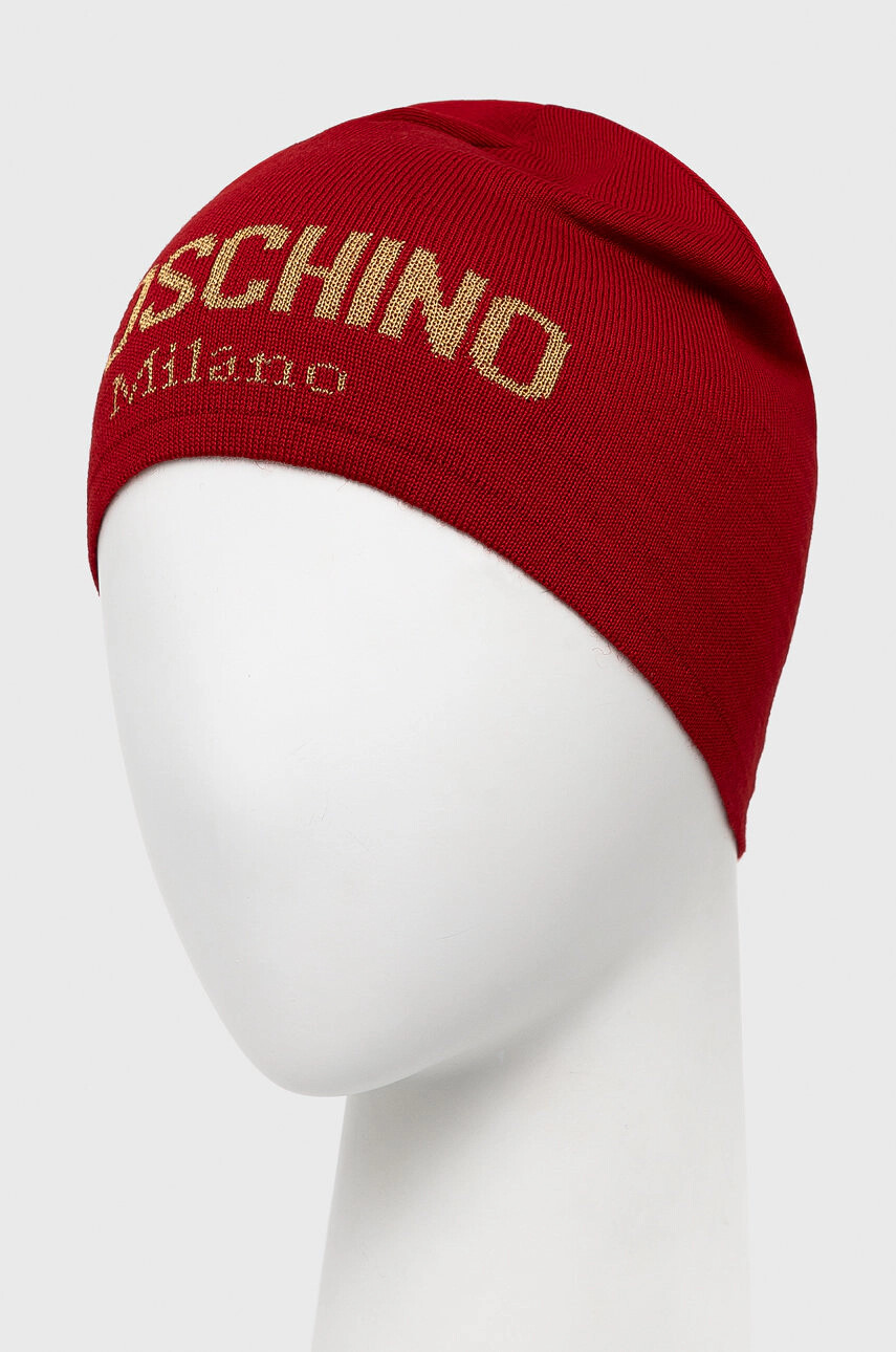 Moschino Шапка в червено с фина плетка - Pepit.bg