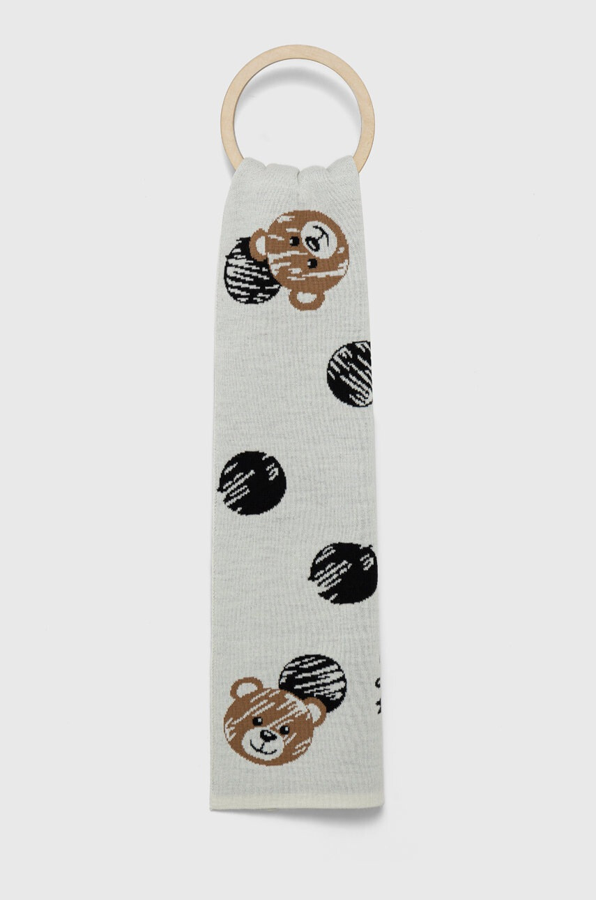 Moschino Вълнен шал в бяло с десен - Pepit.bg