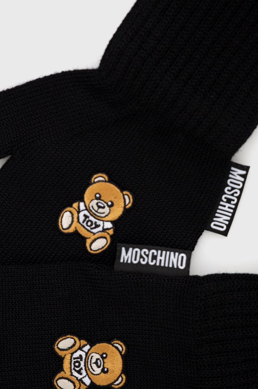 Moschino Вълнени ръкавици в черно - Pepit.bg