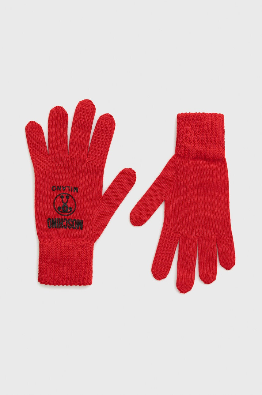 Moschino Вълнени ръкавици в червено - Pepit.bg