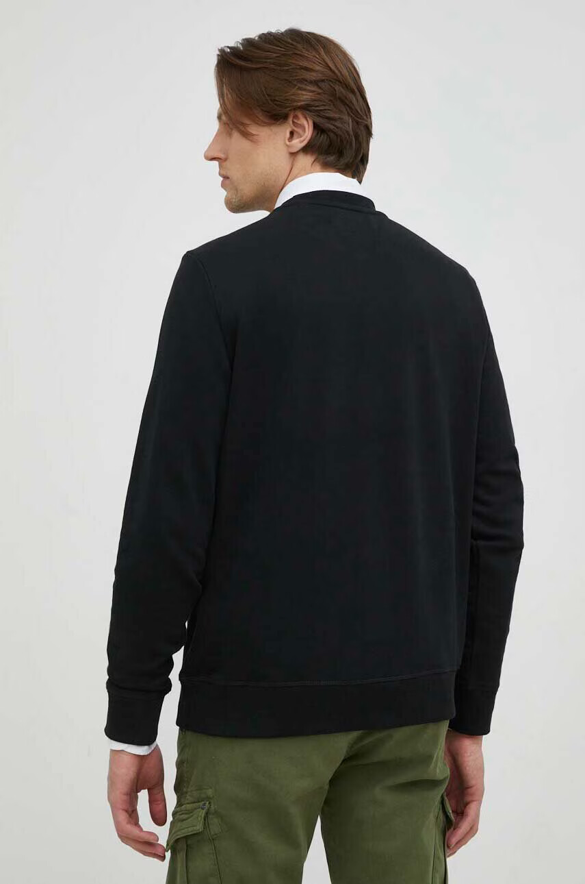 Mustang Памучен суичър Style Ben Crewneck в черно с принт - Pepit.bg