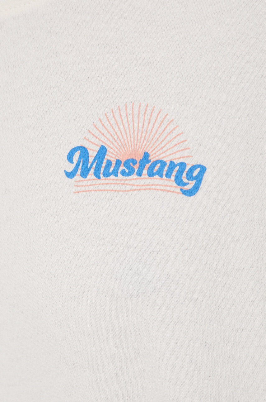 Mustang Памучна тениска в бежово - Pepit.bg