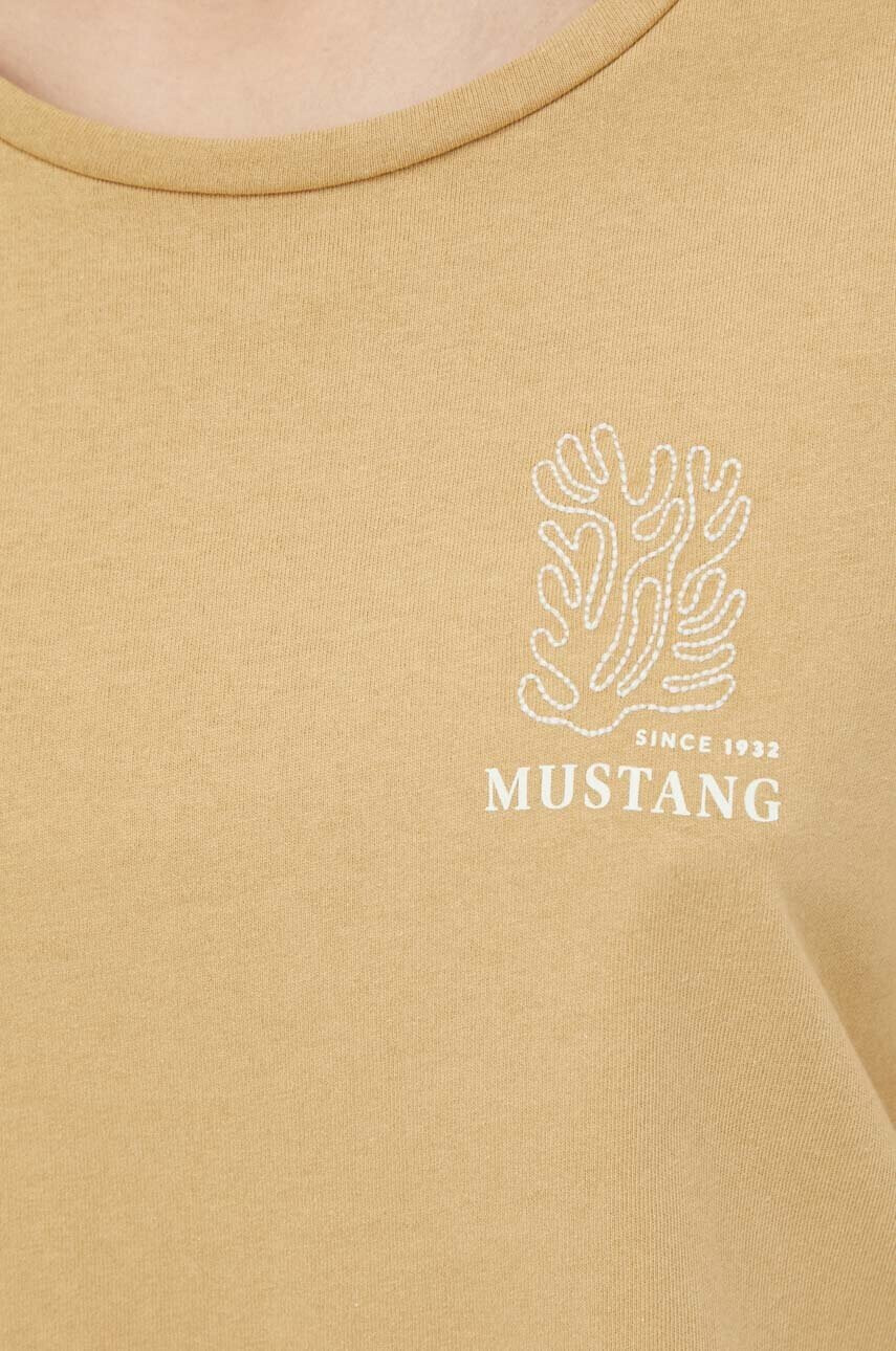 Mustang Памучна тениска в кафяво - Pepit.bg